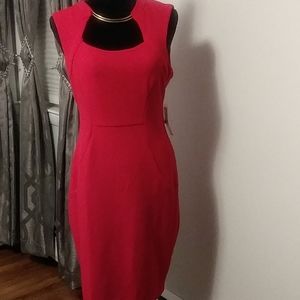 Red Bisou Bisou dress with built in gold necklace